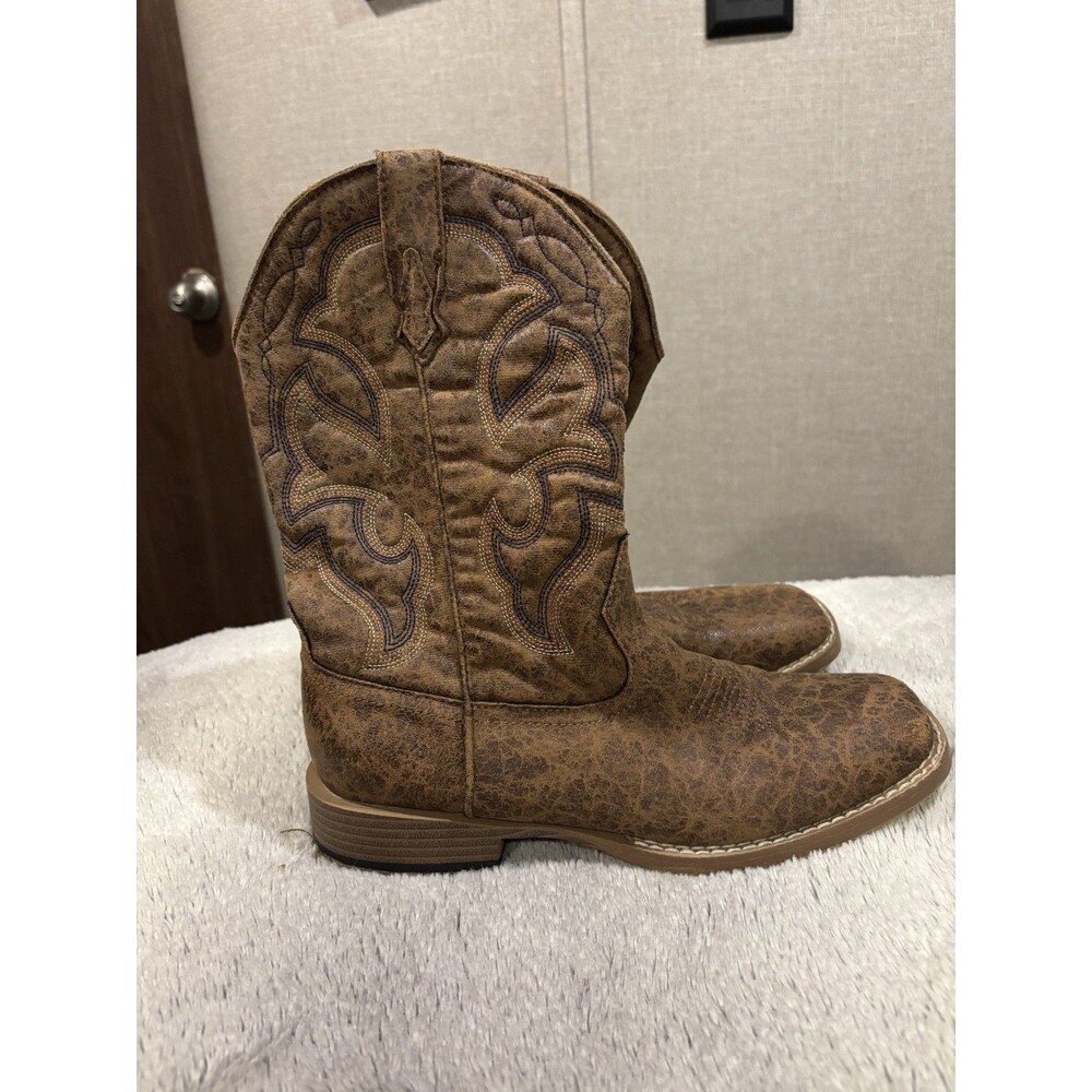 Roper Square Toe Western Cowboy Boots Brown Big Kids Size 6